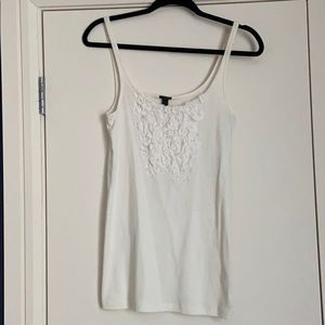 White tank top with floral detail